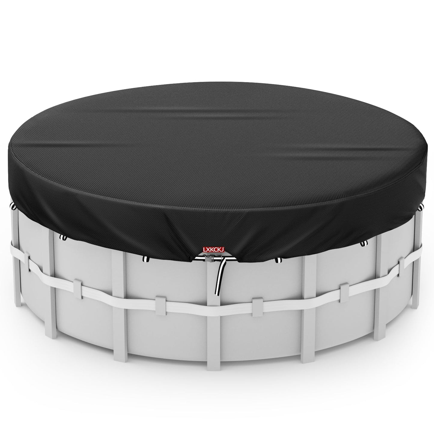 LXKCKJ 10 Ft Round Pool Cover, Solar Pool Covers for Above Ground Pools, Summer Pool Cover Protector with Cover Accessories, Round Hot Tub Cover Ideal for Waterproof and Dustproof (Black)