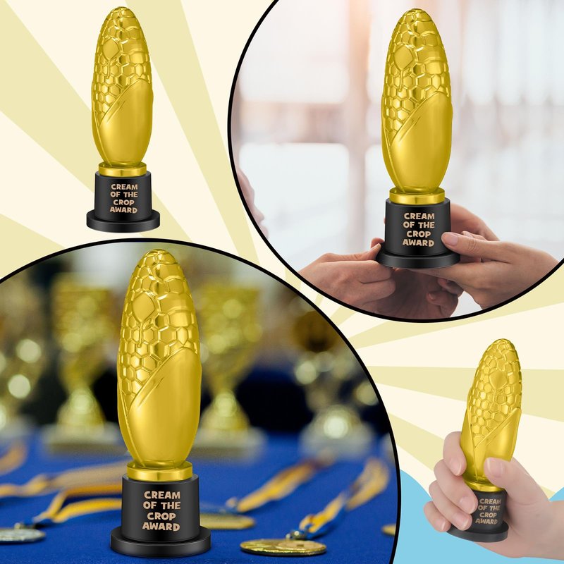 Tondiamo Small Trophy Celebrate the Top Award 6 Inch Tall Plastic MVP Funny Game Small Trophy and Awards for Employees Boss Custom Competition Gifts(Corn)