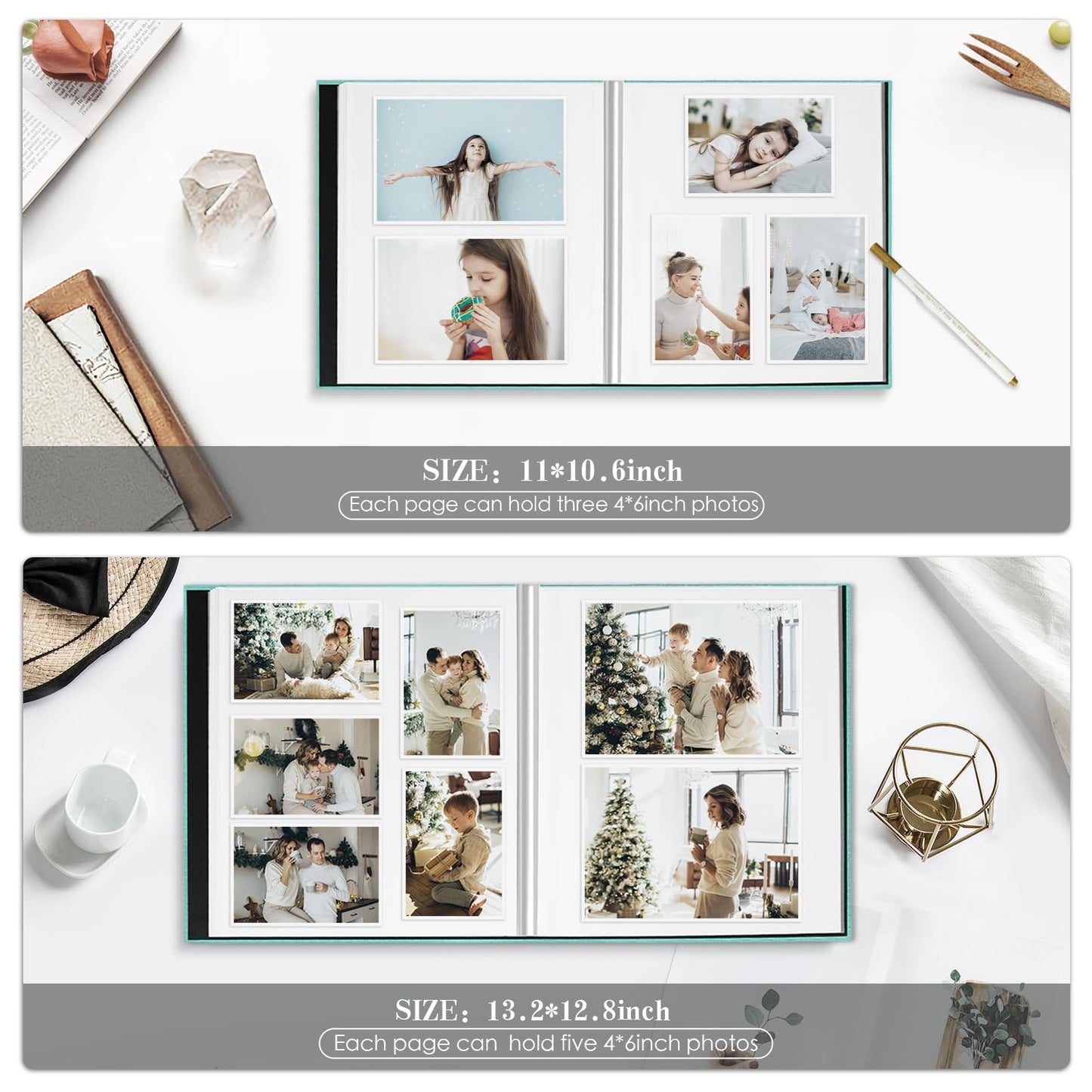 Spbapr Large Photo Album Self Adhesive 60 Pages Linen cover DIY Magnetic Scrapbook album with A Metal Pen Hold 3x5 4x6 5x7 6x8 8x10 Pictures