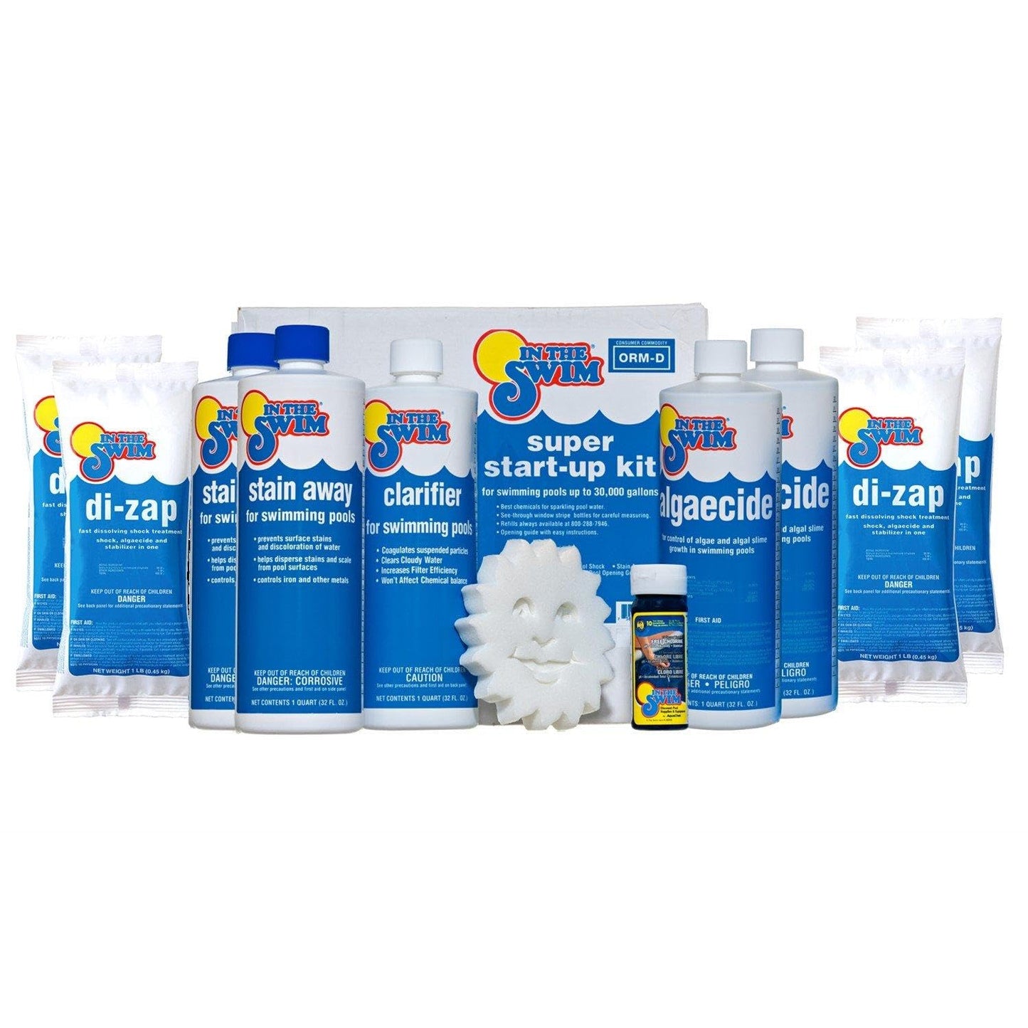 In The Swim Saltwater Pool Opening Chemical Kit - Start-Up Treatment for Salt Pools Up to 35,000 Gallons - Shock, Algaecide, Clarifier, Stain Preventer & Oil Absorber