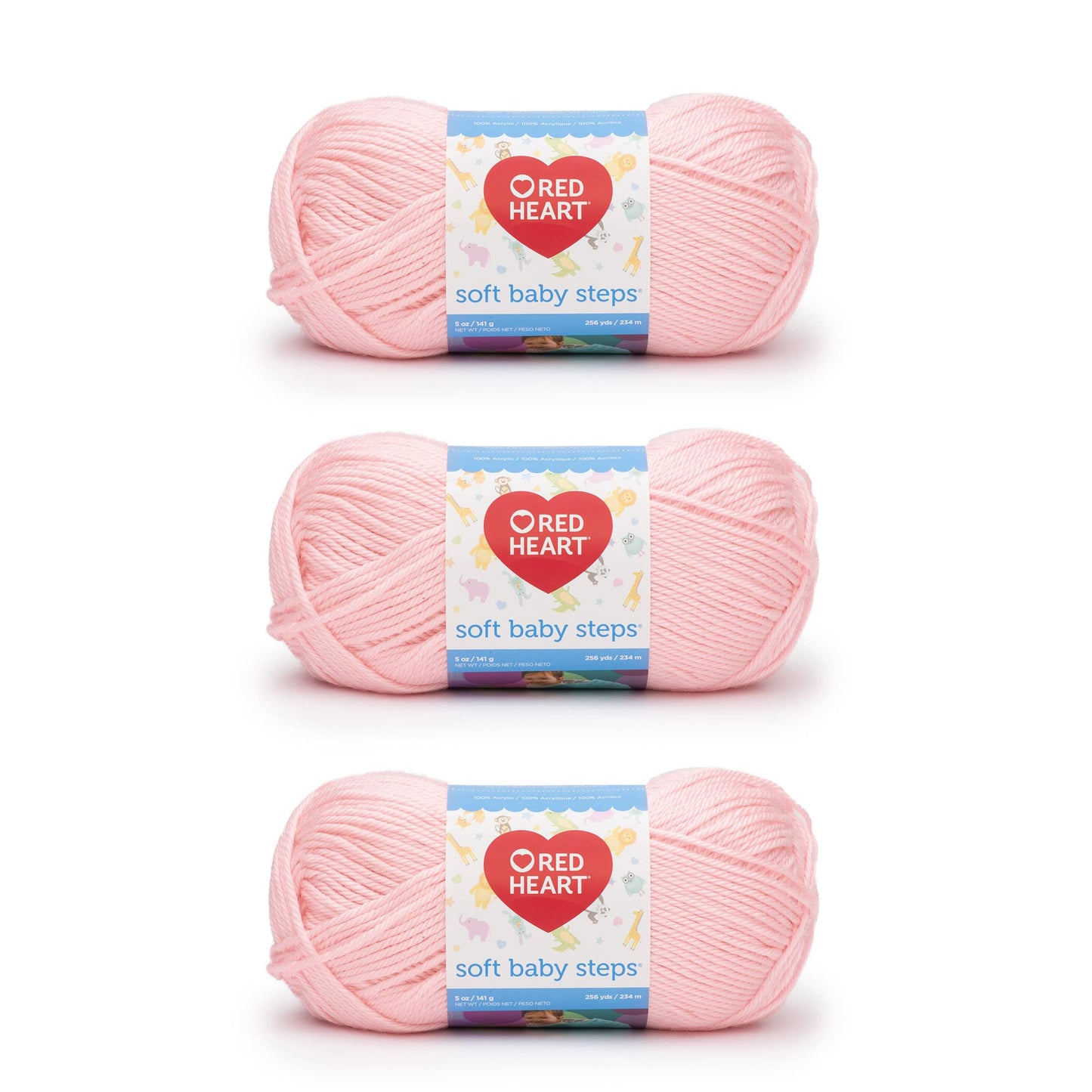 Red Heart Soft Baby Steps Baby Pink Yarn - 3 Pack of 141g/5oz - Acrylic - 4 Medium (Worsted) - 256 Yards - Knitting/Crochet