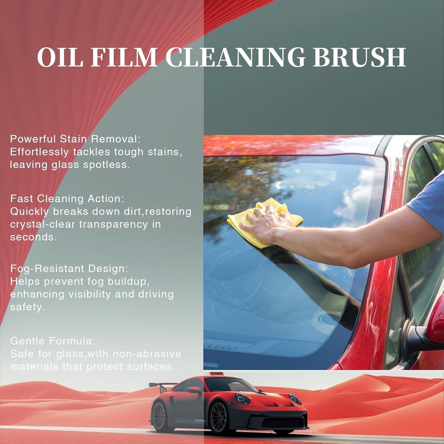 QIFOR Oil Film Remover for Car Windshields and Windows, Automotive Glass Cleaner for Oil Residue & Road Grime, Improves Visibility & Safe Driving (1 PCS)