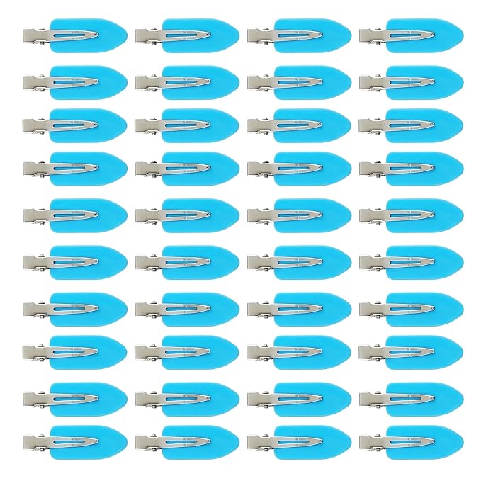 Creaseless Hair Clips for Women Styling 40Pcs Getting Ready No Crease Hair Clips for Bangs Setting No Bend Dent Makeup Clip Application Skincare Clip (Bright blue)