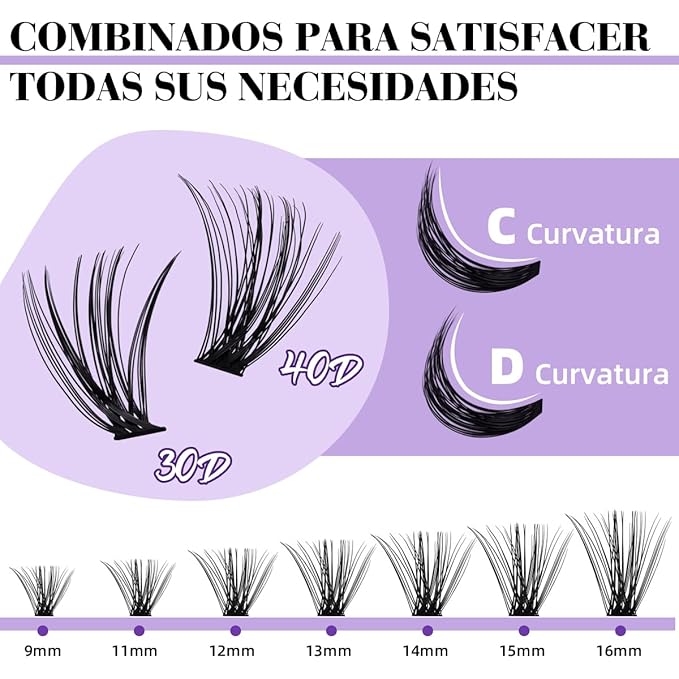 B&Q Lash Clusters Kit 280PCS Eyelash Clusters Kit,30D 40D D 9-16MIX Individual Lash Comfortable Eyelash Extension Set, Classic Look with Bond and Seal Waterproof, Remover DIY at Home(Set,30D+40D)