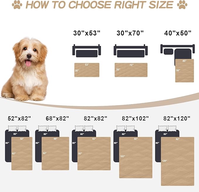 Smiry Waterproof Dog Bed Cover Blanket 30x70, Soft Reversible Pet Blanket, Washable Leakproof Cats Dogs Couch Cover for Sofa, Couch, Furniture, Camel/Beige