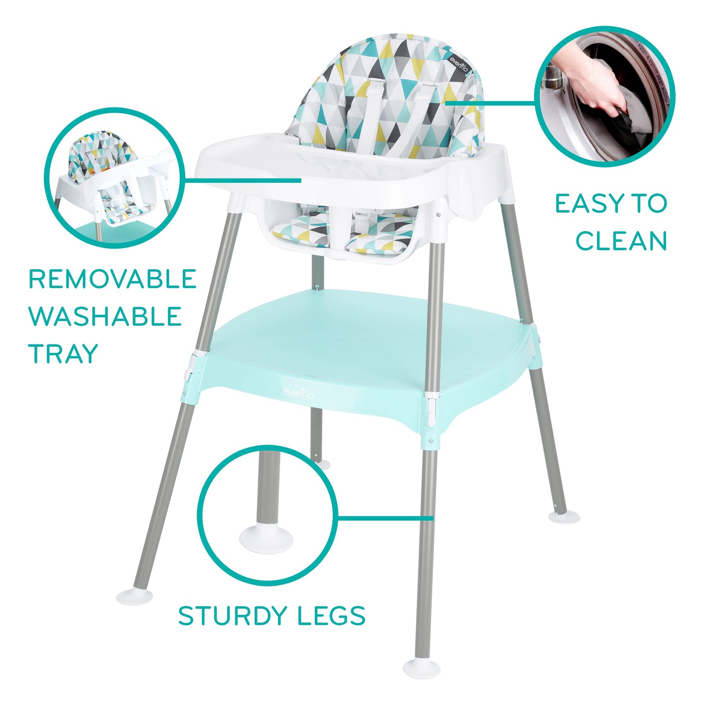 Evenflo Eat and Grow 4-in-1 Convertible High Chair (Pop Star White)
