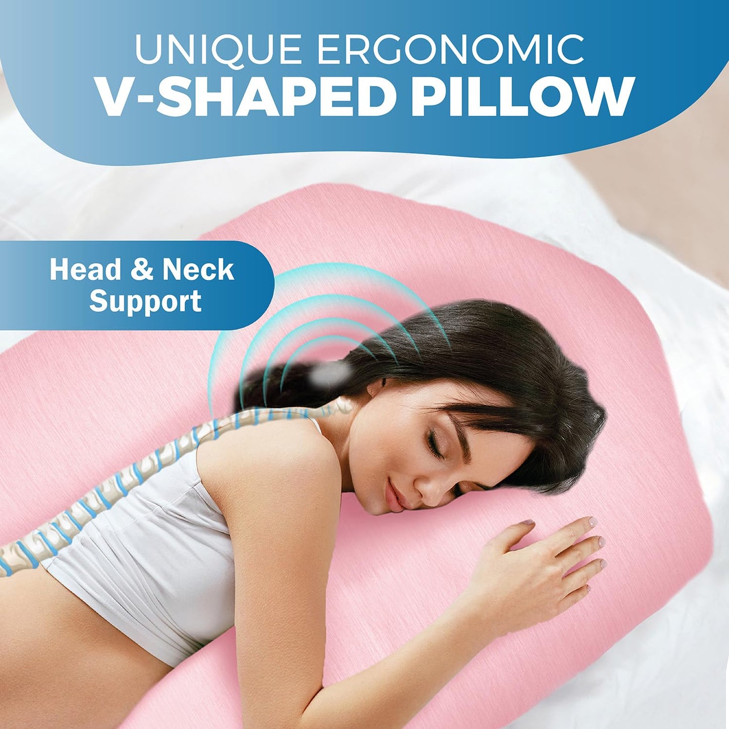 PILLANI Pregnancy Pillows for Sleeping - V C U Shaped Full Body Pillow with Removable Cover, 57inch Cooling Maternity Pillow for Pregnant Women, Support for Back Belly Legs Hip - Pregnancy Must Haves