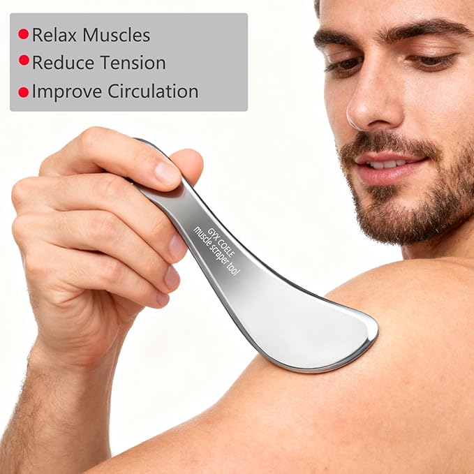 Stainless Steel Muscle Scraper Tool, Gua sha Scraping Massage Tool IASTM Tools Great Soft Tissue Mobilization Tool(S1)
