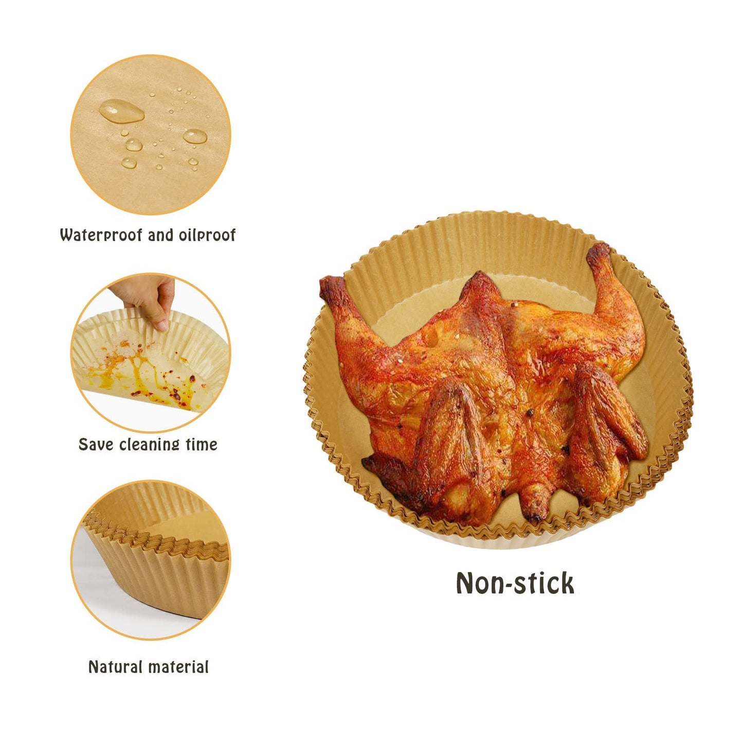 SIUDANGKA 200 Pcs Air Fryer Liners - Disposable Parchment Paper Sheets for Ninja Air Fryer AF101 & AF150 XL
