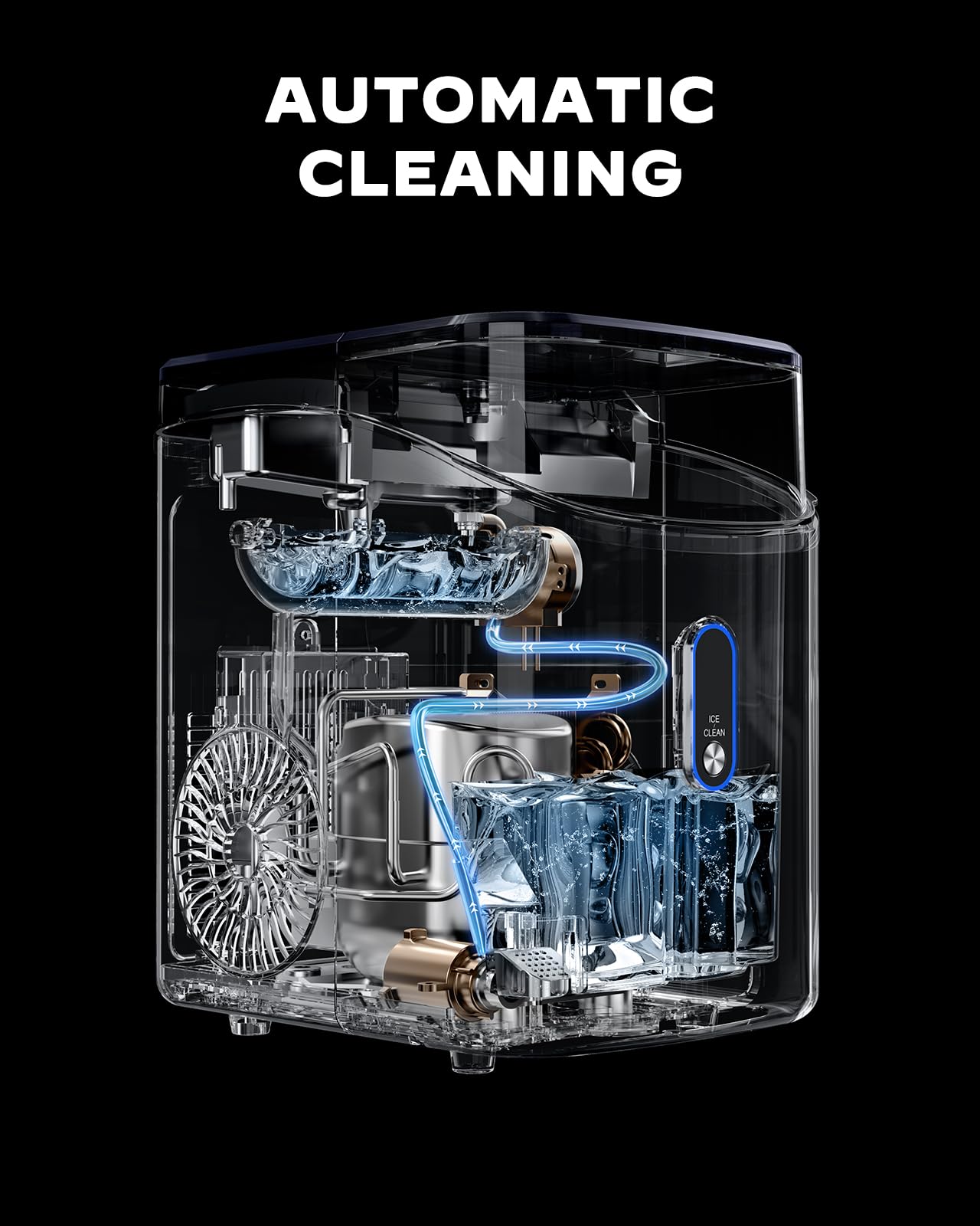 Nugget Ice Maker Countertop, Pebble Ice Maker with Crushed Ice, One-Click Operation Ice Machine with Self-Cleaning, 33lbs/24H for Home, Kitchen, Office, Blue