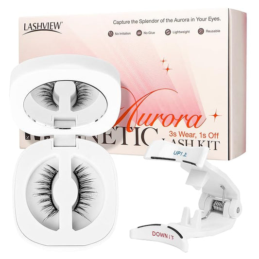 LASHVIEW Upgrade Magnetic Eyelashes with Applicator Soft Magnetic Eyelashes Natural Look Reusable No Glue Needed Easy to Wear and Remove (RCM02)
