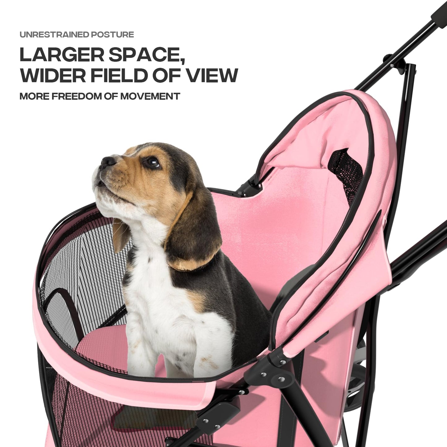 Dog Stroller for Small Dogs 10 lbs -22lbs Puppy Stroller Medium Dog Wagon Small Pet Stroller for Cats, Cat Strollers for 2 Cats, Rear Storage, Pink