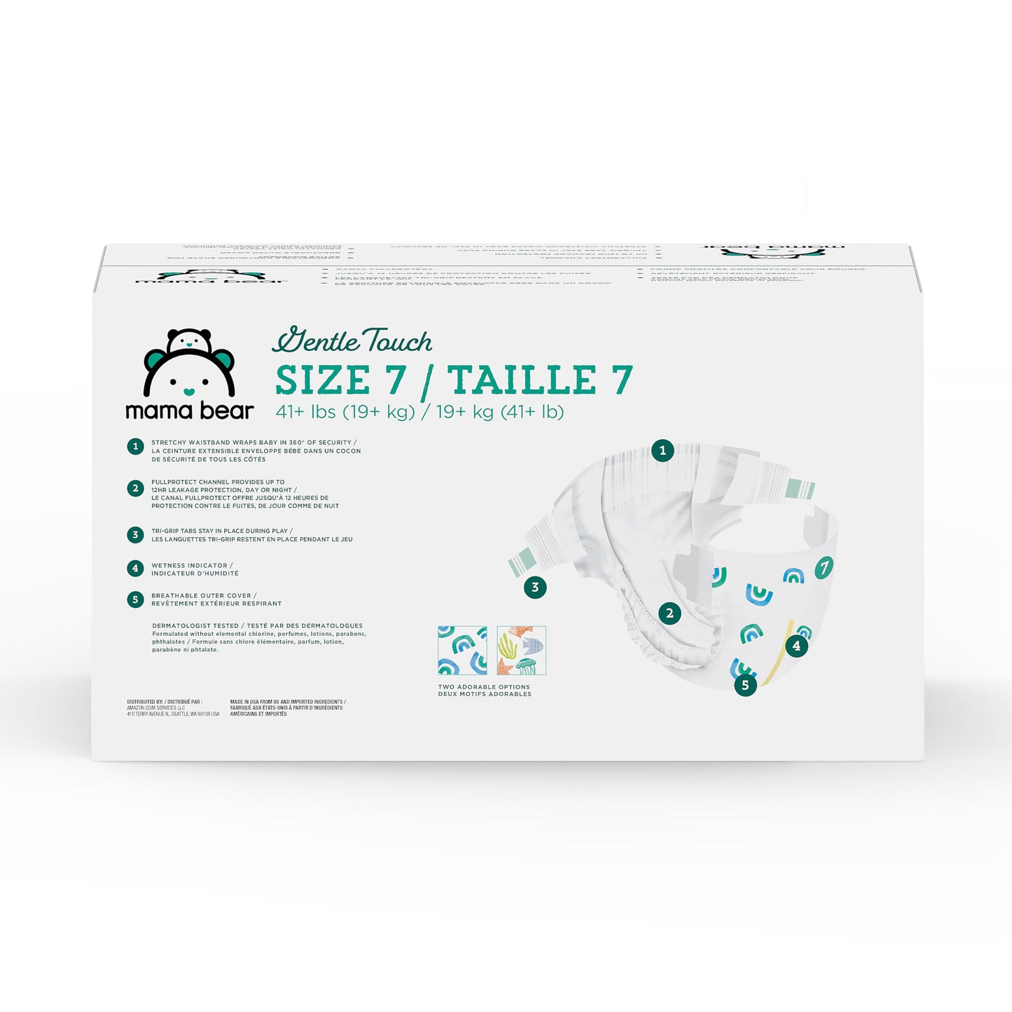 Amazon Brand - Mama Bear Gentle Touch Diapers, Size 7, 80 Count (4 packs of 20)
