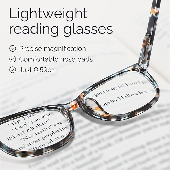 CCVOO +2.0 Clear Vision Reading Glasses for Women ?€? 5-Pack Blue Light Filtering Readers with Spring Hinges