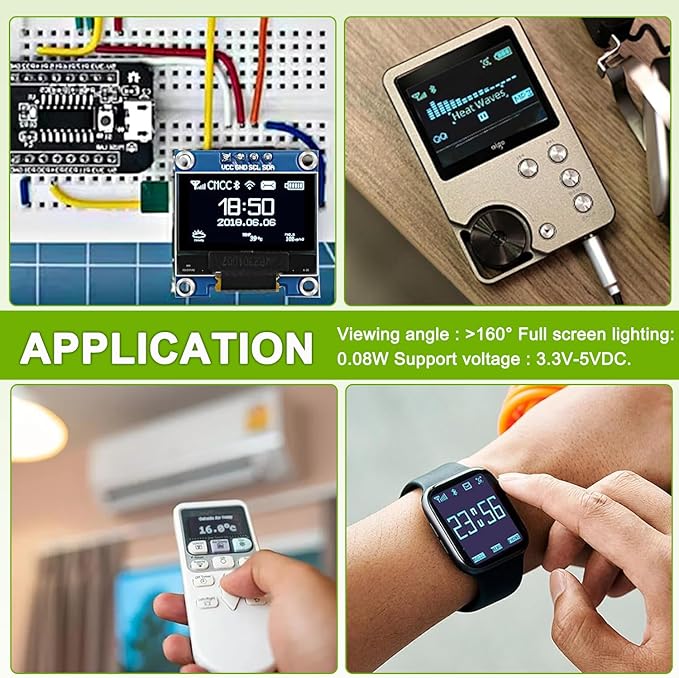 EPLZON 5 Pack 0.96 inch OLED IIC Display Module 128x64 Pixel Mini Self-Luminous Display Screen Board for Arduino Projects Raspberry Pi with Wire(White)