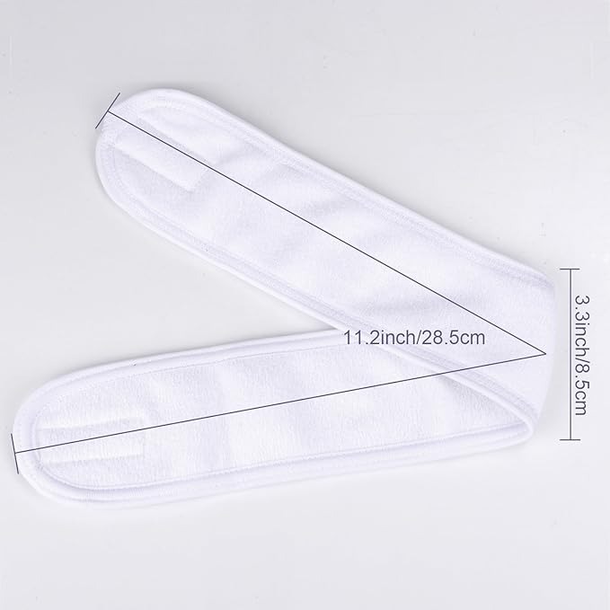 Whaline Spa Facial Headband Head Wrap Terry Cloth Headband 4 Counts Stretch Towel for Bath, Makeup and Sport (White)