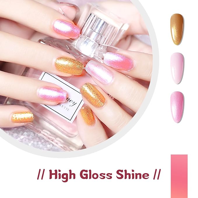 JODSONE Gel Nail Polish Starter Set Ribbon Glitter Summer Light Winter Dark Glossy 36-Piece Multi-color Gel Nail Polish Set