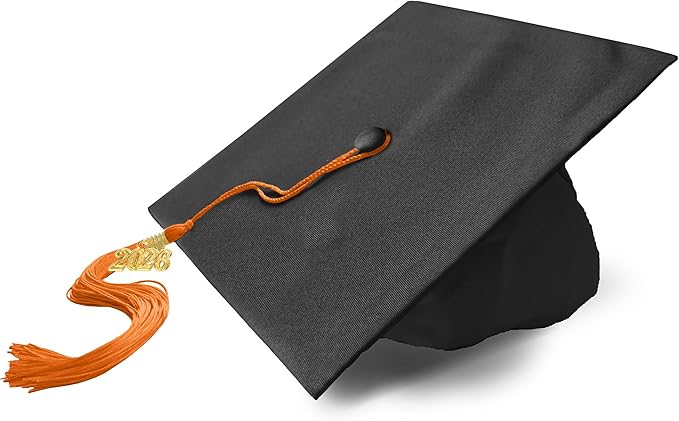 Graduation Cap with 2026 Tassel Year Charm Black Graduation Cap for High School & Bachelor