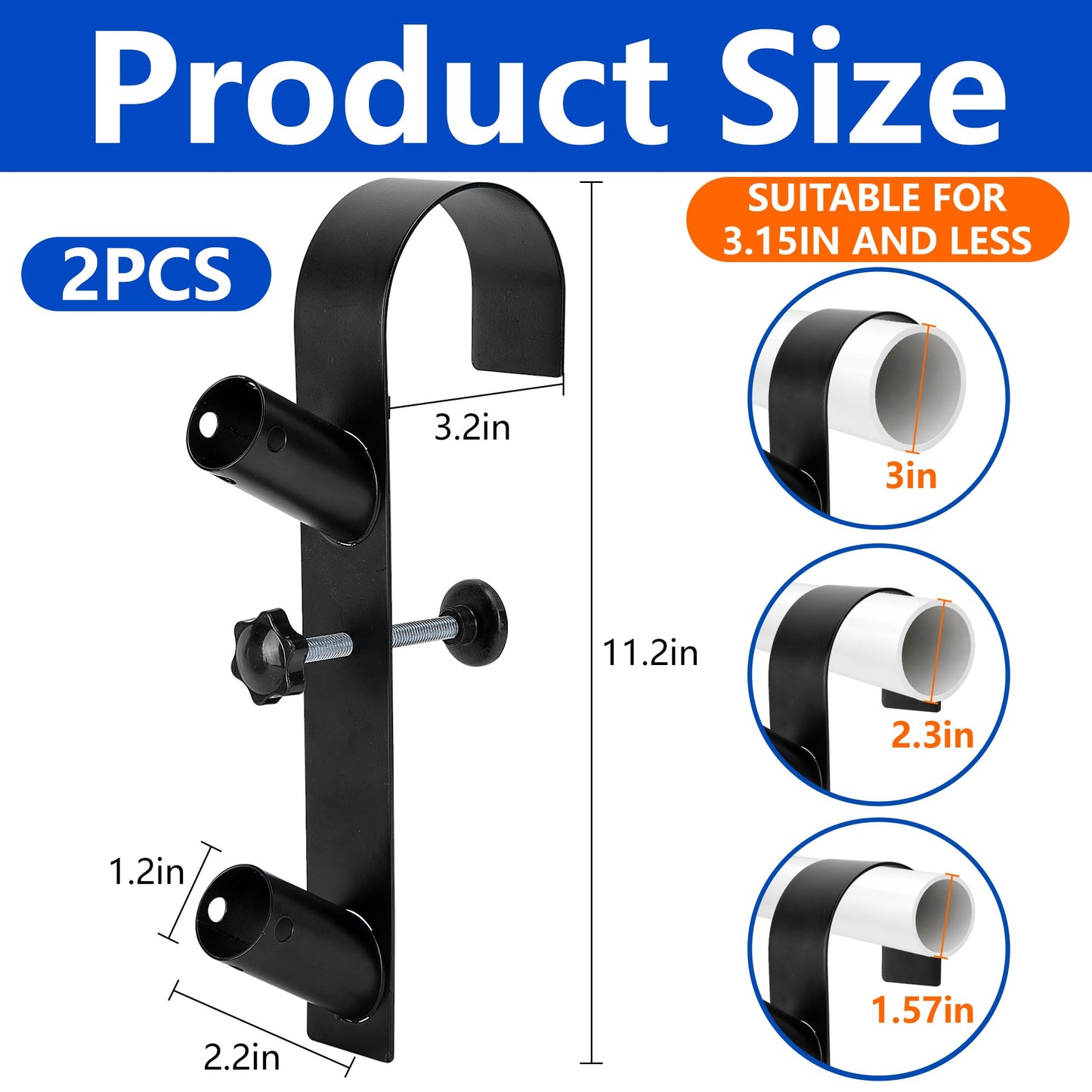 codree 2 Pcs Pool Leaf Skimmer Net Holder, Adjustable Above Ground Pools Hooks, Swimming Pool Pole Hangers for Hanging Tool, Hose, Leaf Rakes, Nets Pool-Accessories