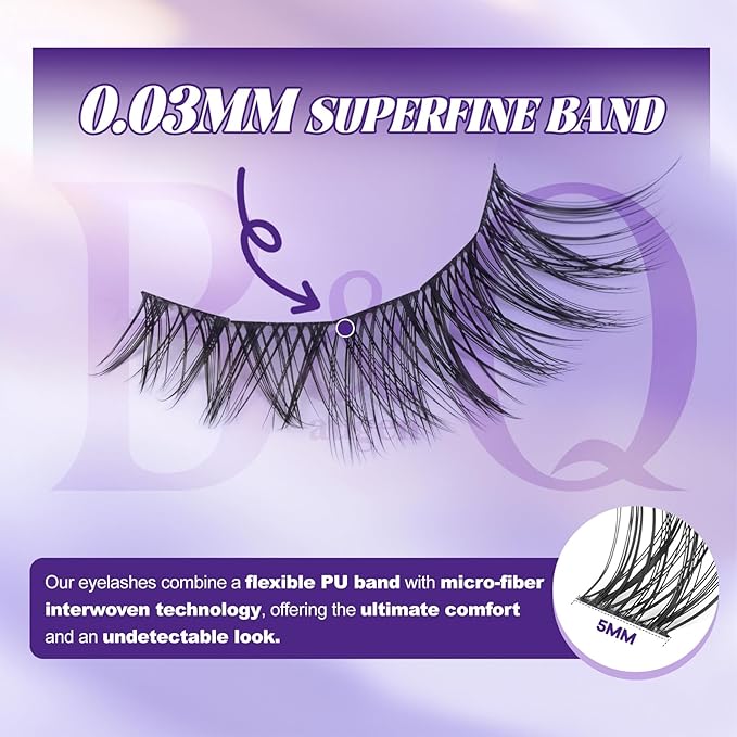 B&Q Natural Lash Clusters 01 - Cluster Eyelash Extensions, Pestañas Postizas Naturales Style Eyelashes Comfort Fit - Day-to-Night Natural Effect - Office & Date Ready For Effortless Beauty(8-16mix)