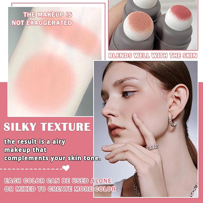 2Pcs Blush Cream for Cheeks,Face Matte Contour Blush Makeup,Buildable Shimmer Facial Cheek Blusher Shades,Blendable Cosmetic Makeup Blush A2