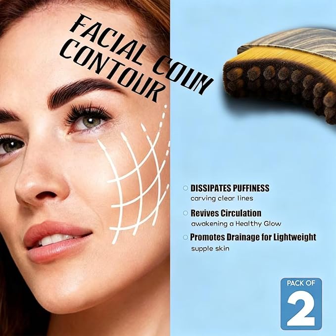 Lymphatic Contour Face Brush, Super Soft Manual Drainage Massager for Sculpting, Facial Cleansing, with Portable Case