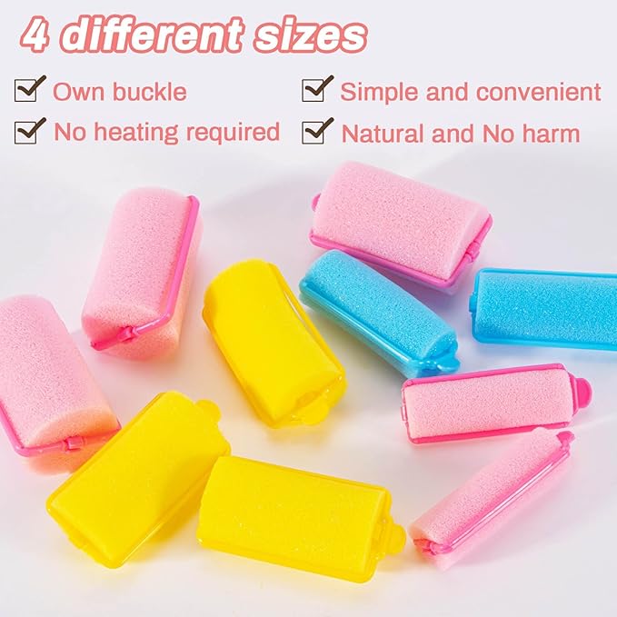 MAQIHAN 36PCS Foam Hair Rollers - Sponge Rollers for Heatless Hair Curler for Short/Long Curling Sleep rolos para cabello Jumbo Large Sponge Curlers Soft Sleeping Thin Hair Curl Overnight rulos
