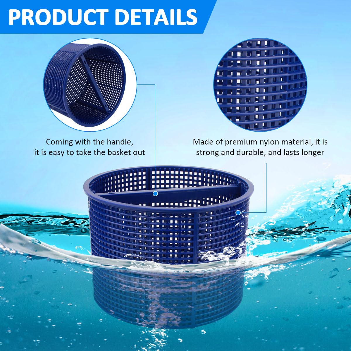 NOOTO B-152 Replacement Basket for Hayward Swimming Pool Skimmer Basket SPX1082CA 1082CA 7" B152 - Blue