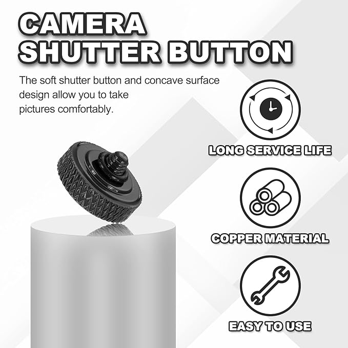 PATIKIL Camera Shutter Button, 4 Pack 12mm Concave Surface Shutter Release Buttons Pure Copper Camera Button for Nikon for Fujifilm for Leica DSLR/SLR, Matte Black