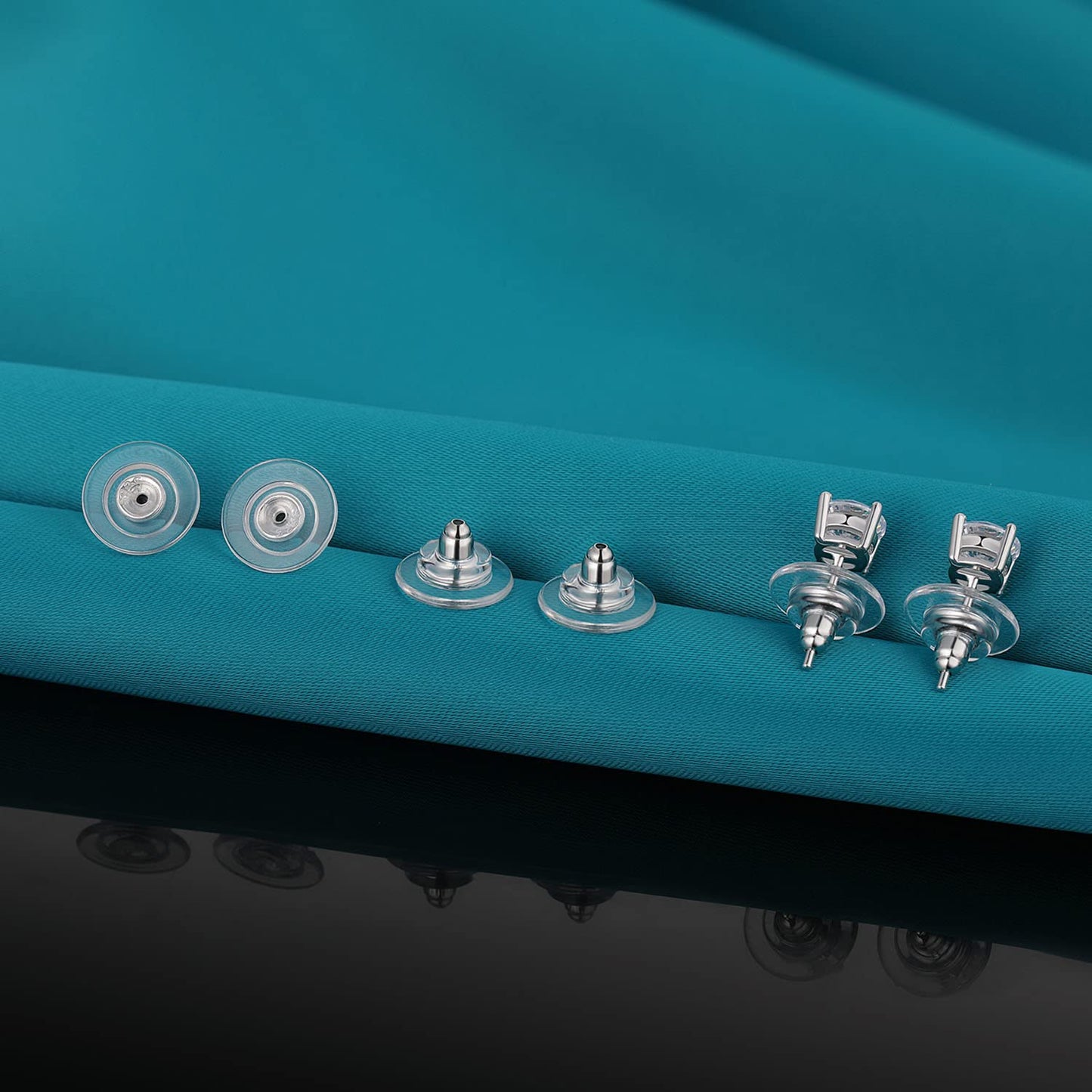 Catinee 3 Pairs Earring Backs - 925 Sterling Silver Replacements, Adjustable Hypoallergenic Locking Earring Backs Fit 0.028-0.039inch Post (Silver & Gold)