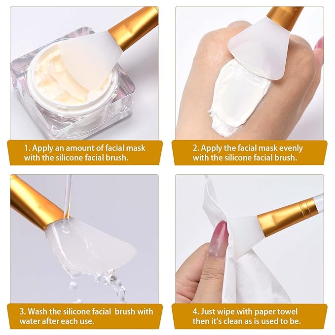 LORMAY Jelly Brush | 2 Pcs Silicone Face Mask Brushes | Mask Application Tool for Even Coverage | Skincare Enhancer | Durable Silicone | Easy to Clean | All Skin Types (Fan-shaped Head)