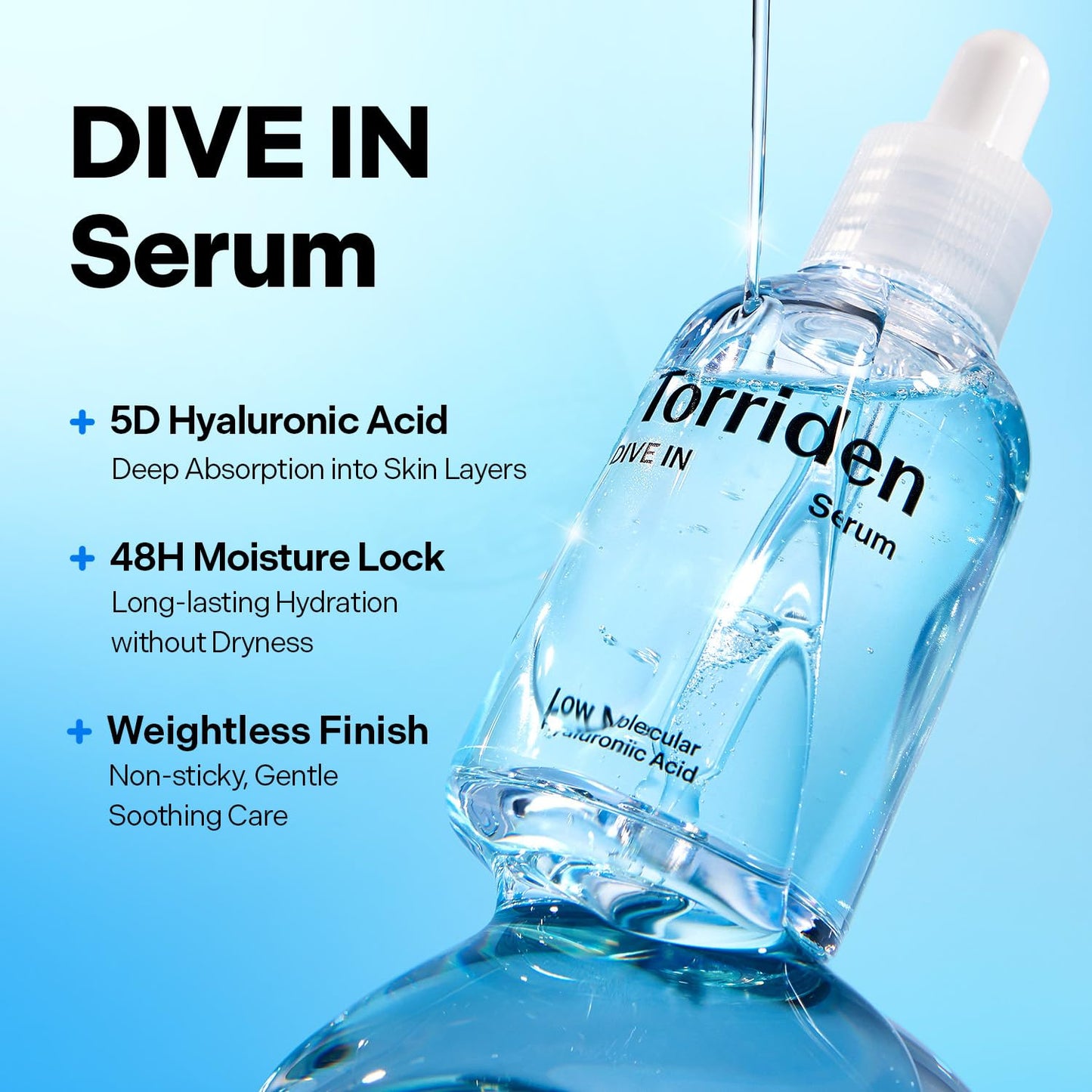 Torriden DIVE IN Serum 1.69 fl oz + refill pouch 1.69 fl oz | Deep Hydration to Get Glow Skin | Hyaluronic Acid, Panthenol, Allantoin | Korean Facial Serum