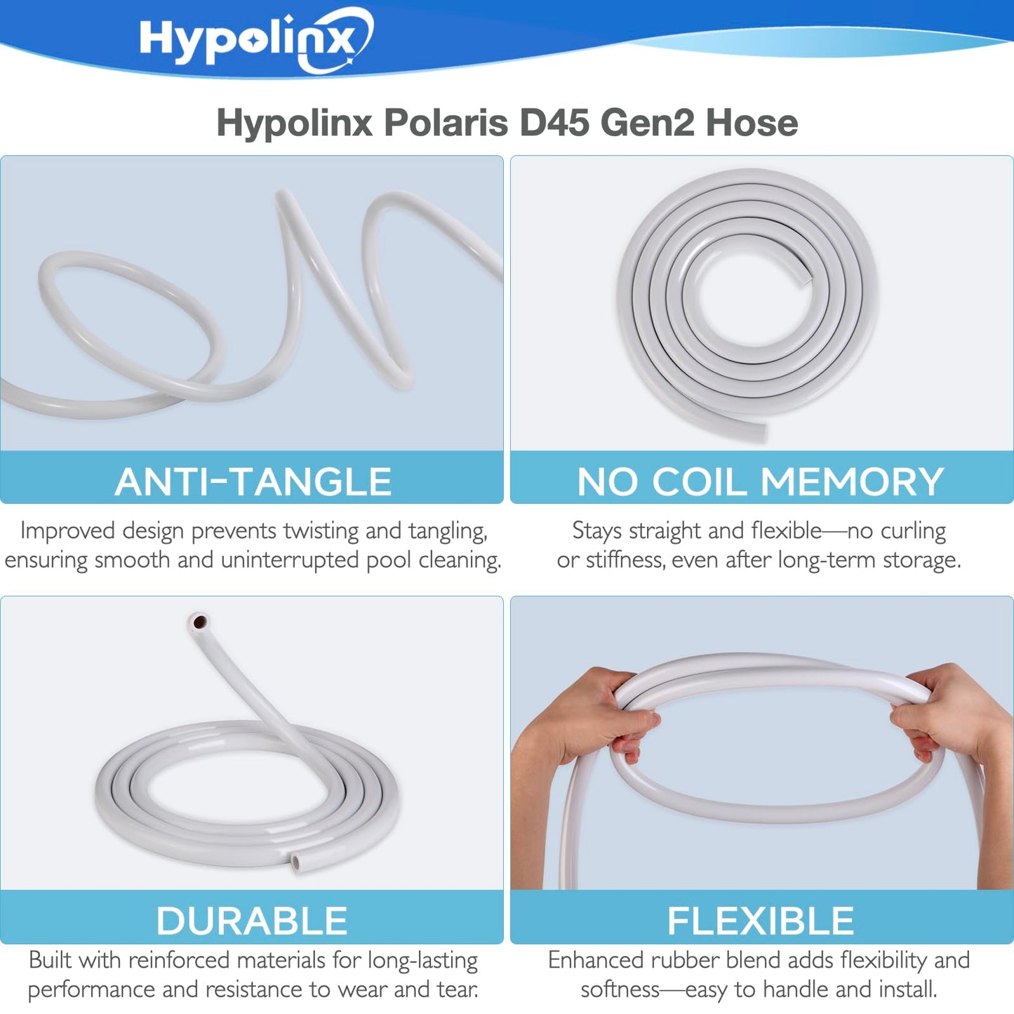 Hypolinx Polaris Compatible Pool Cleaner Hose Replacement – Gen2 10 Ft Feeder Hose for Polaris 280 380 180 & D45 – Tangle-Free Design (Not for 360)