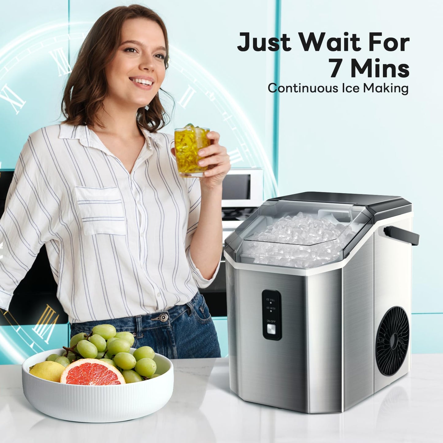 Electactic Portable Nugget Ice Maker with Self Cleaning