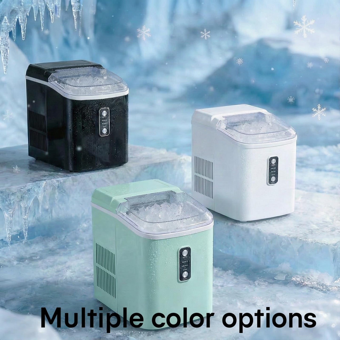 KMFurnila Nugget Ice Maker Countertop, Portable Ice Makers Machine with Removable Basket and Scoop, Self-Cleaning, Quiet, 6-Min Ready, 24lbs in 24Hrs, Visible, for Home, Party, RV, Camping, Black