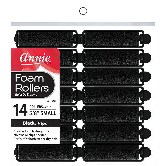 Annie Foam Hair Rollers 5/8 Inch Small, 14 Count Soft Sponge Curlers for Heatless Curls, No Pins or Clips Needed, For Wet or Dry Hair, Tight Defined Curls