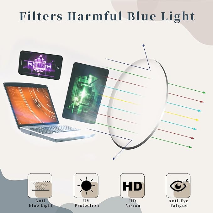 FEISEDY Retro Aviator Blue Light Glasses for Men Women Square Frame Computer Reading/TV/Phones Glasses B0209