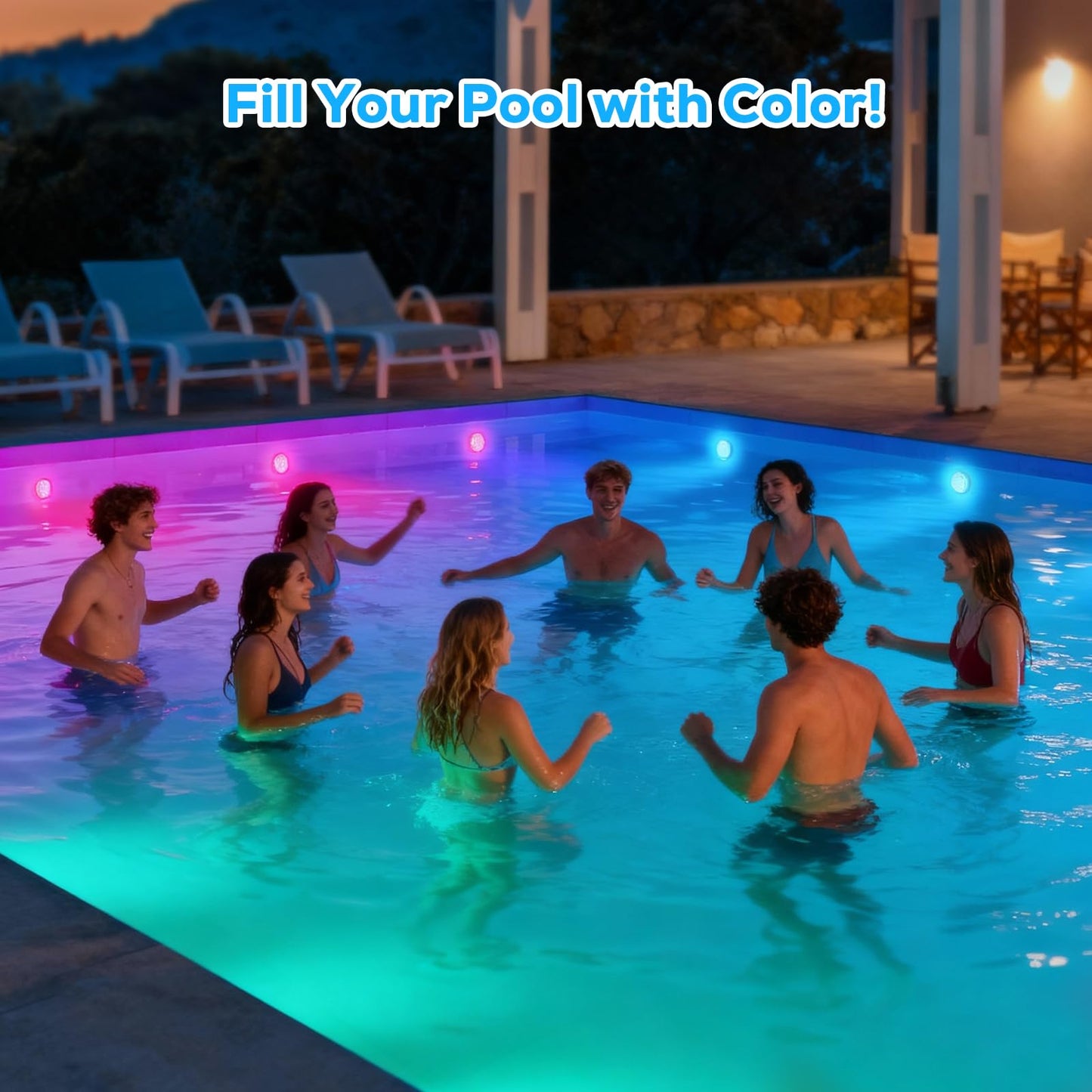 VICHTOP Pool Lights - 2 Pack, Rechargeable Submersible LED Pool Lights with Remote, IP68 Waterproof Underwater Pool Decor Light for Inground Pools, Above Ground Pools, Parties, Hot Tubs, Vase Bases