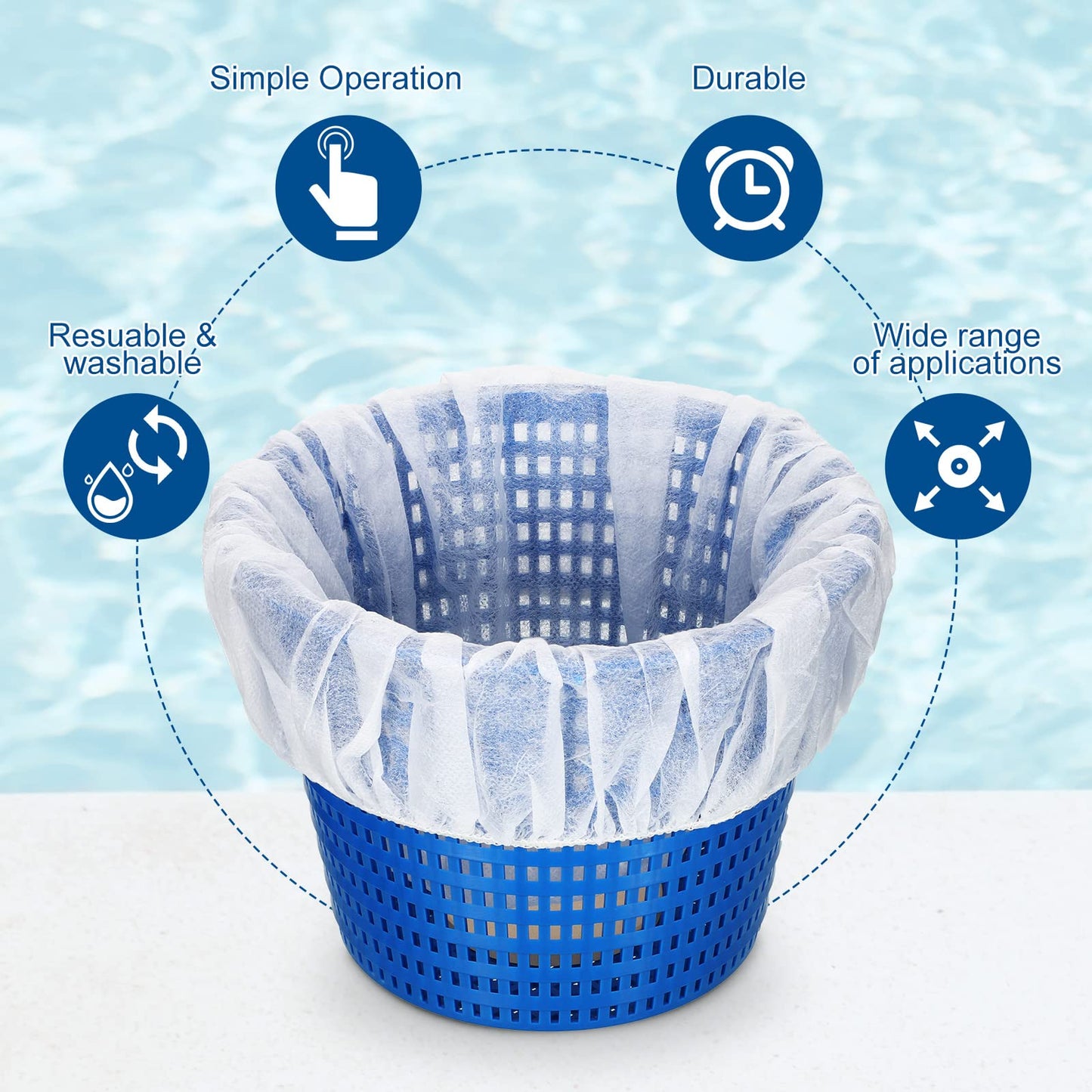 Janmercy 200 Pcs Pool Skimmer Socks Fine Mesh Basket Strainer Screen Liners Savers Clean Debris and Leaves for Inground and Above Ground Pool Filters Baskets Skimmers(White)
