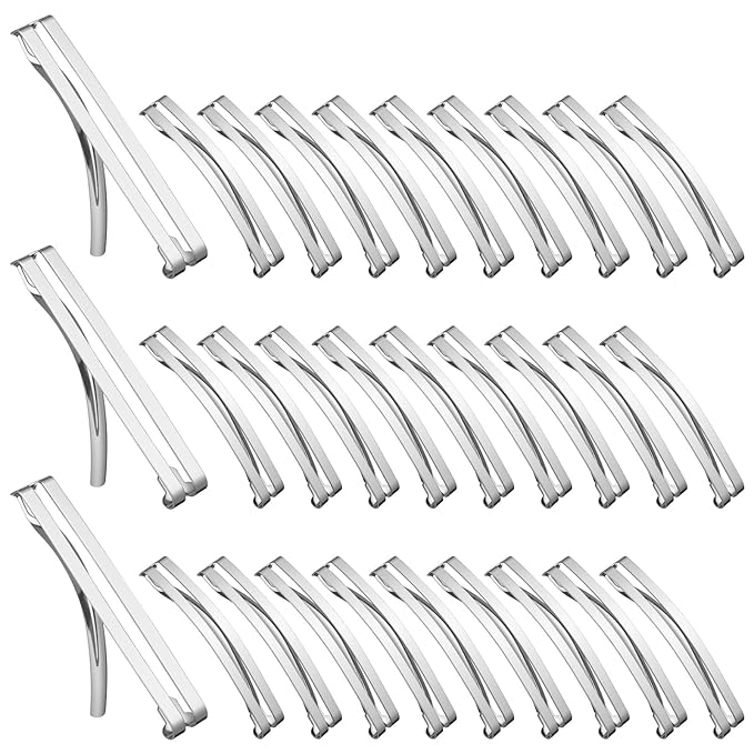 Hotop 30 Pieces Open Center Metal Barrettes Anti-slip Metal Hair Clip for Women, Assorted Colors(Open Center Barrette,Silver)