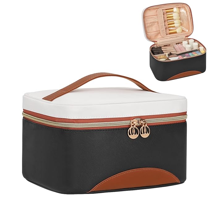 OCHEAL Makeup Bag,Large Capacity Travel Makeup Bag,Waterproof Cosmetic Organizer Case with Brush Holder Portable Make Up Bag for Women,Toiletry Bag for Daily Use & Trips as a Gift for Women