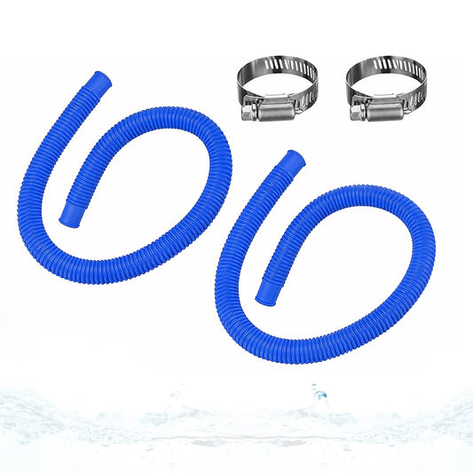 1.5” x 41” Pool Pump Replacement Hose, 2-Pack Above-Ground Pool Hoses with 4 Stainless Steel Clamps, Compatible with Intex, Coleman, Summer Waves Pool Pumps & Filters (2 PACK Blue)