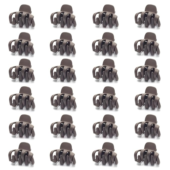 Cobahom 24 Pack Small Hair Claw Clips 1.2 Inch Matte Hair Clips for Thin Hair No-Slip Mini Hair Clip Hair Styling Accessories for Women and Girls (Matte Chocolate)