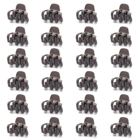 Cobahom 24 Pack Small Hair Claw Clips 1.2 Inch Matte Hair Clips for Thin Hair No-Slip Mini Hair Clip Hair Styling Accessories for Women and Girls (Matte Chocolate)