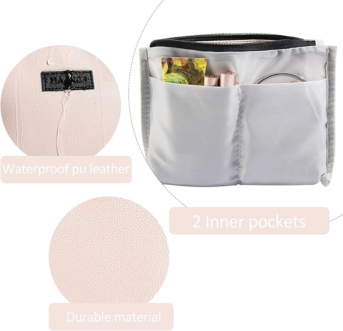 Cosmetic Bags for Women Small Makeup Bag for Purse Pu Leather Makeup Pouch Travel Makeup Bag with Zipper Make Up Bag for Travelling