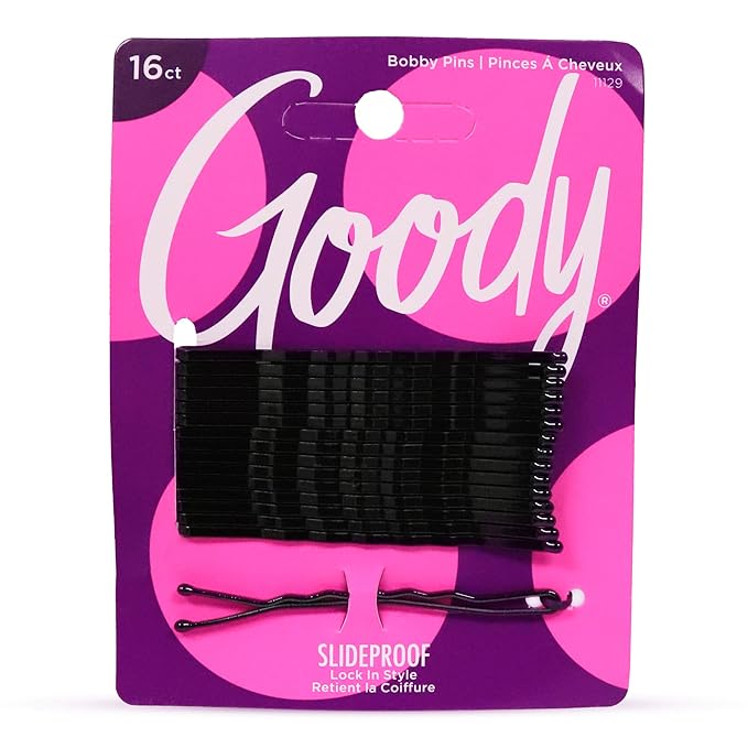 Goody SlideProof XXL Bobby Pins, 16 Ct, Black, Comfortable Bobby Hair Pins for Styling, Lock In Place, Pain-Free Styling Accessories for Women & Men, All Hair Types