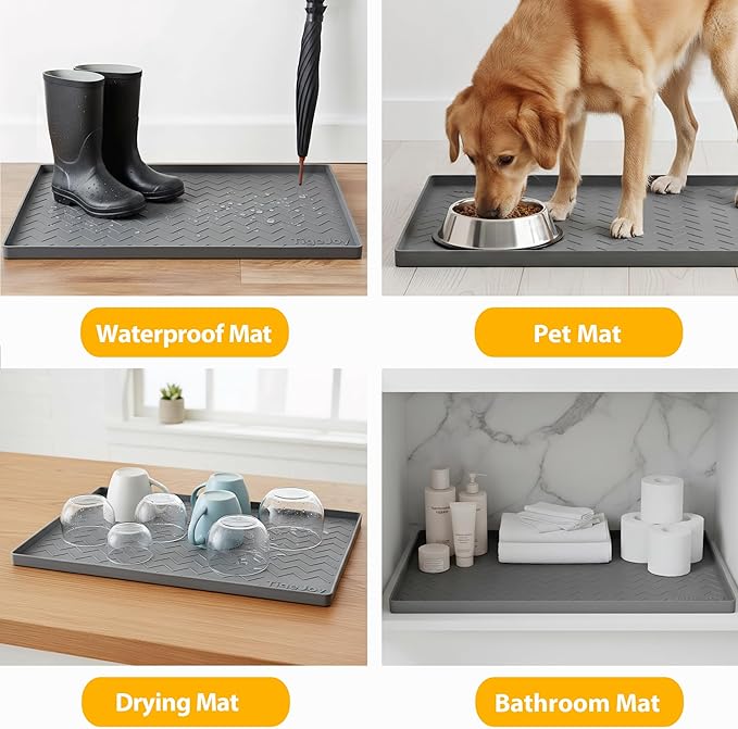 TigeJoy 28" x 22" Under Sink Mats for Kitchen Waterproof, Leak-Proof Silicone Mat Sink Protector and Cabinet Liner, Kitchen Essentials Organizer and Storage, Boot or Shoe Tray, Pet Feeding Mat