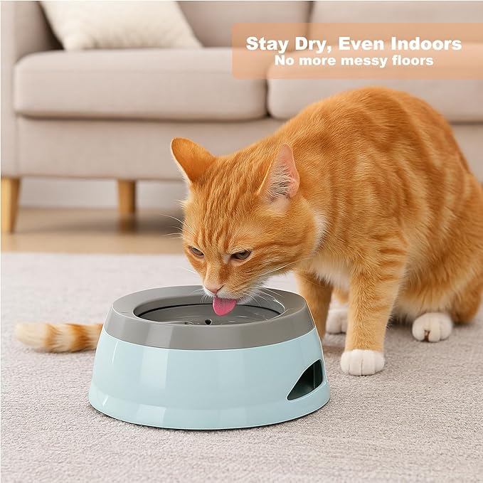 Pets No-Spill Slobber Stopper Water Bowl,Splash Proof Drinking Bowl for Home and Travel,No Messy No Drip No Sloppy Water Bowl for Sm-Med Dogs/Cats/Pets 25OZ