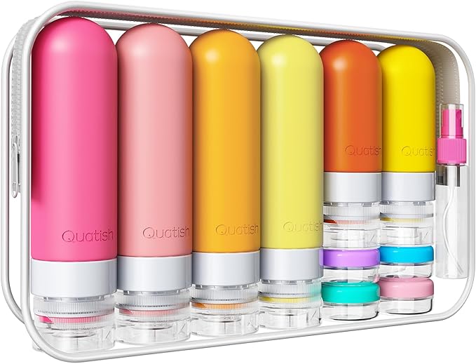 20 Pack Travel Bottles for Toiletries, Original Patented, TSA Approved Travel Size Containers, Leak Proof Silicone Shampoo and Conditioner Bottles Women & Men, Airplane Cruise Essentials, Macaron