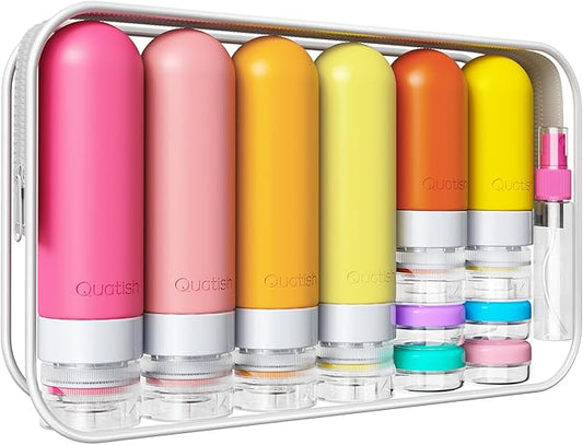 20 Pack Travel Bottles for Toiletries, Original Patented, TSA Approved Travel Size Containers, Leak Proof Silicone Shampoo and Conditioner Bottles Women & Men, Airplane Cruise Essentials, Macaron